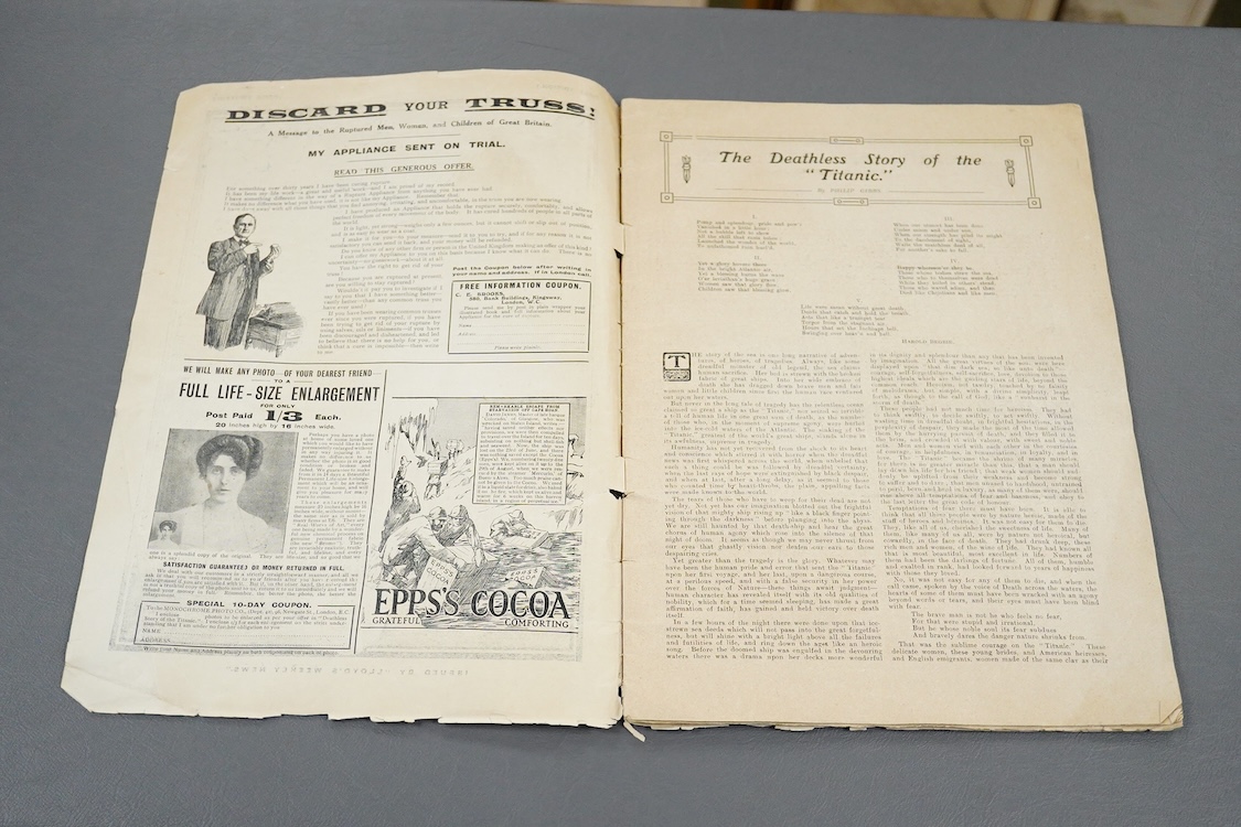 A 1912 magazine issue of ‘The Deathless Story of the Titanic’, issued by Lloyds weekly news